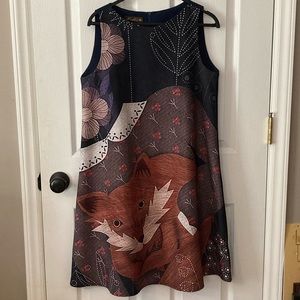 MiraMod Sleeveless A-line Dress with Fox Pattern W Sz 10